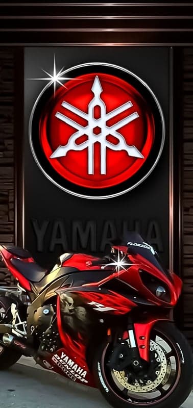 Yamaha R1 Motorcycle with Custom Red Flame Graphics