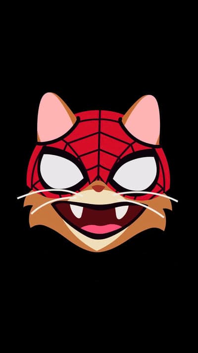 Spider-Man Cat Face with Spidey Mask and Fangs