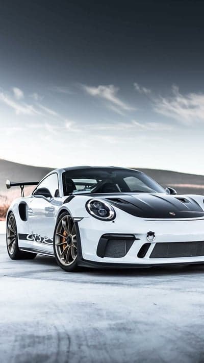White Porsche 911 GT3 RS Mountain View Phone Background