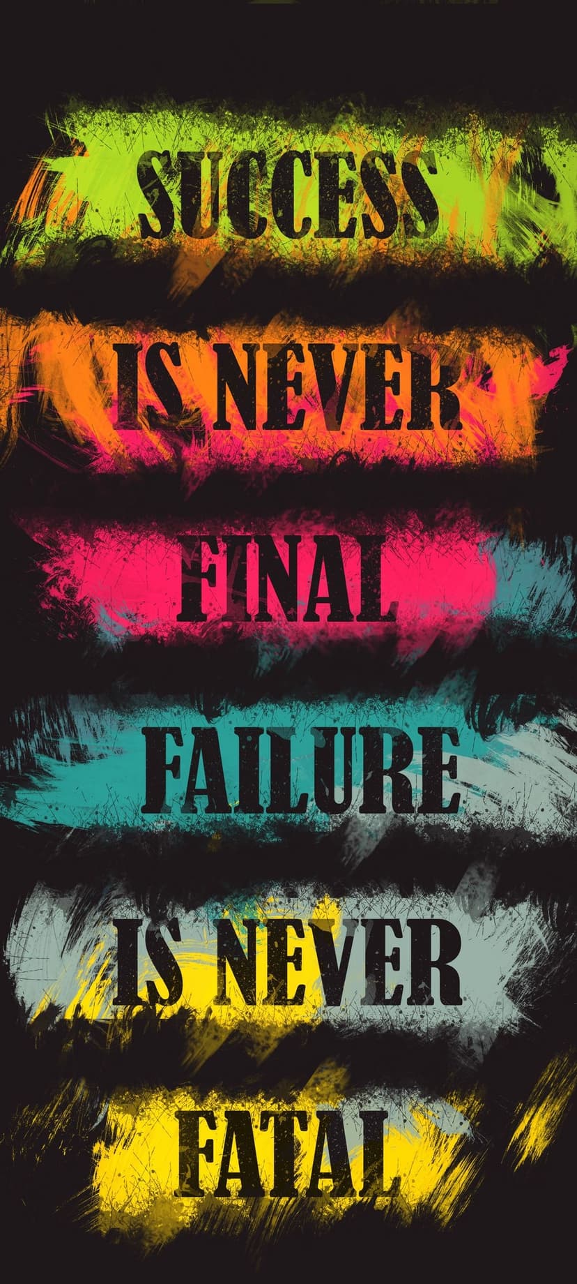 Bold black typography on a vibrant neon grunge backdrop featuring splashes of pink, green, and orange paint.