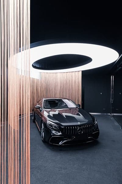 Black Mercedes S-Class Coupe Mobile Showroom Wallpaper