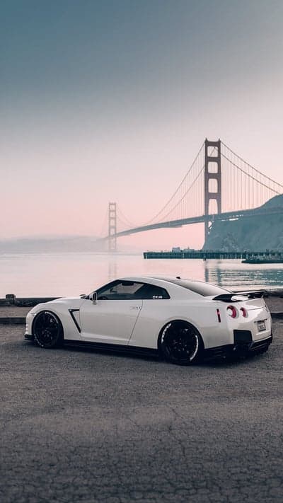 Sunset Nissan GT-R Golden Gate Bridge Mobile Wallpaper