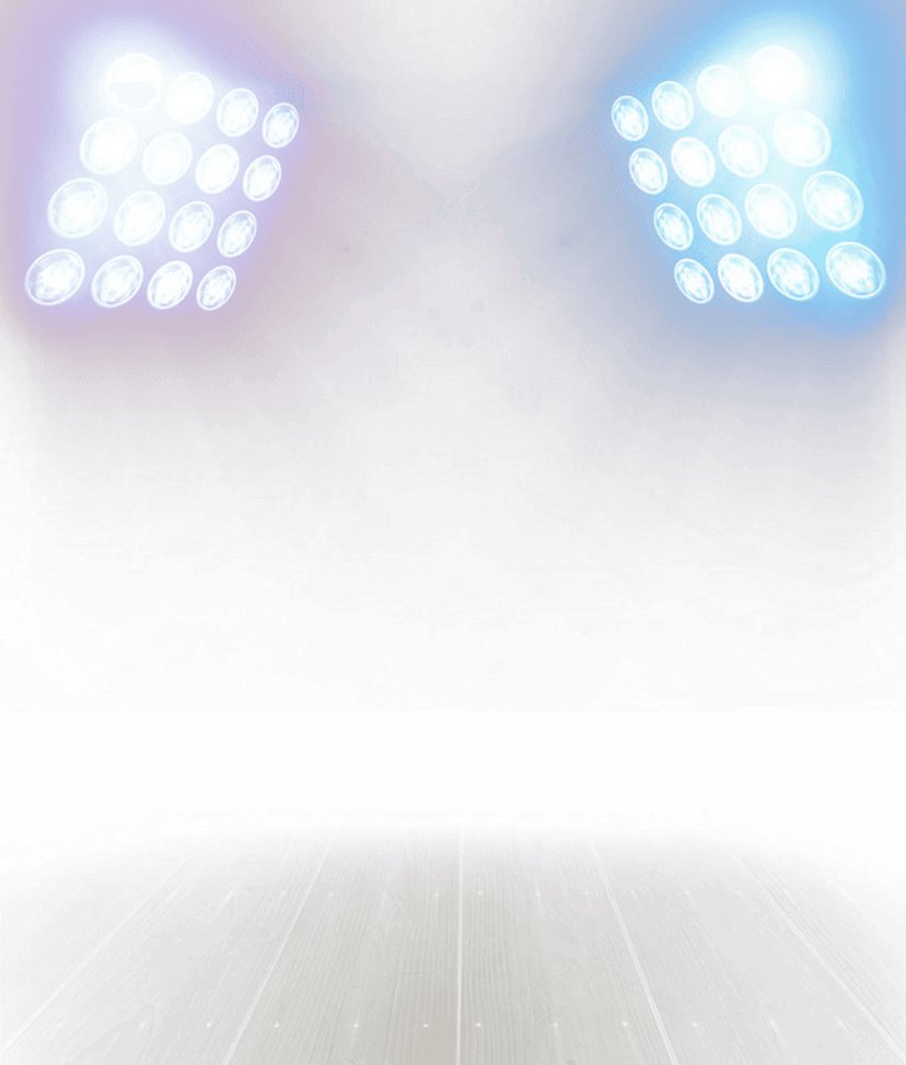White spotlights cast angled beams with soft grainy texture and radial glow across a transparent background.