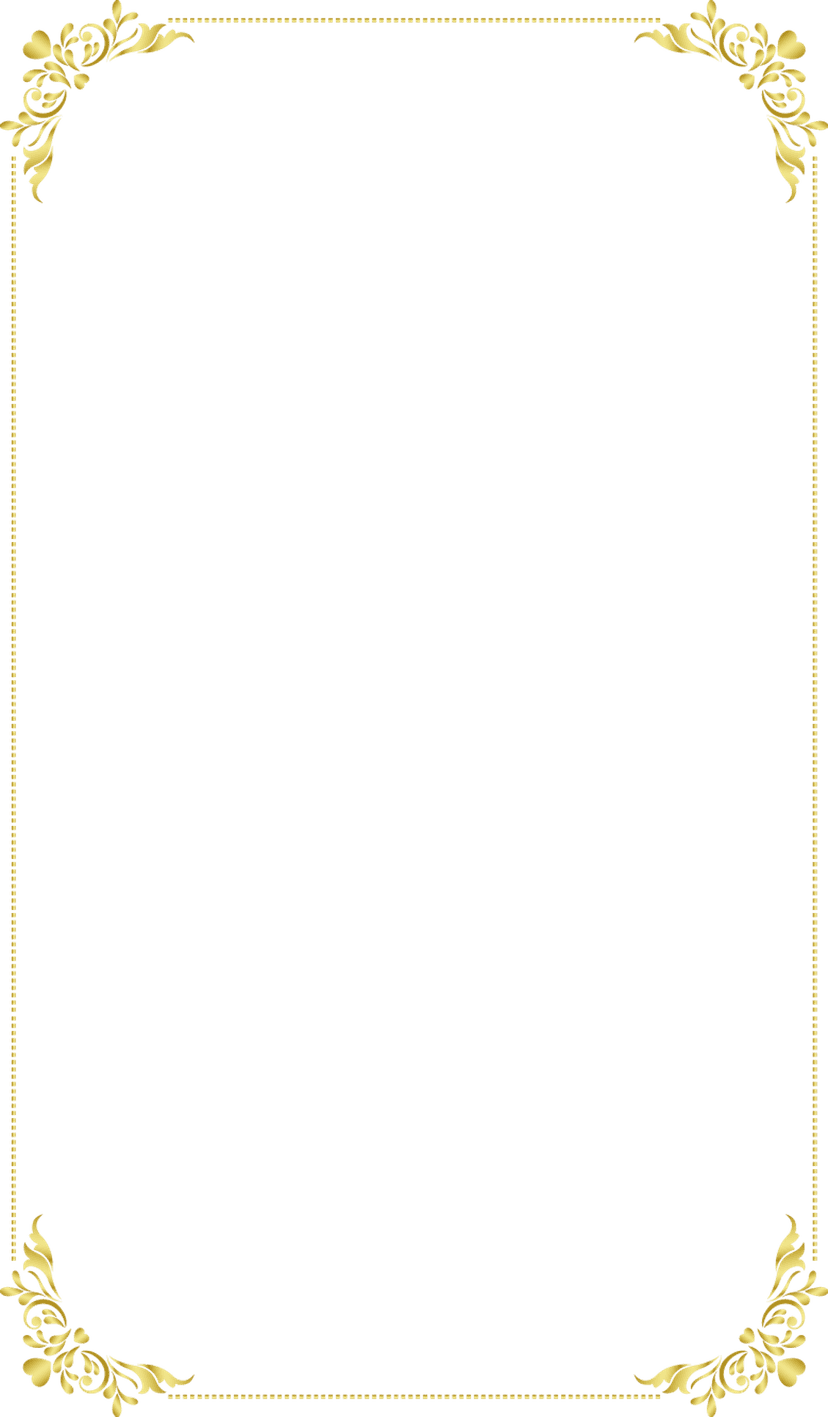 Ornate golden frame with intricate continental carvings and yellow metallic reflections on a clear background.