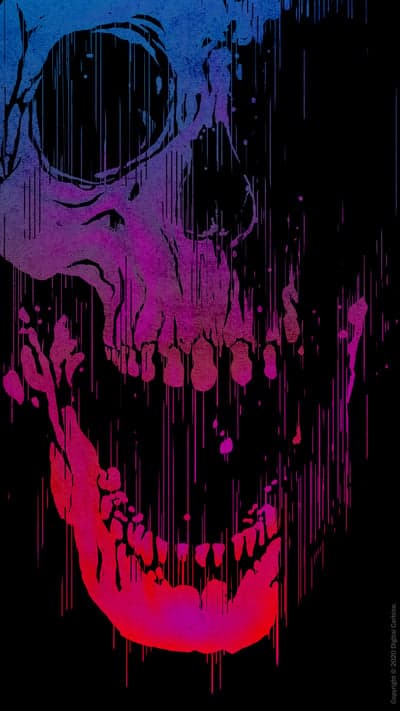 Abstract Neon Dripping Skull Mobile Portrait Wallpaper