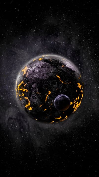 Molten Planet and Moon in Deep Space