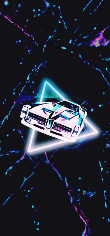 Retrowave Car Neon Triangle Cosmic Space Mobile Background