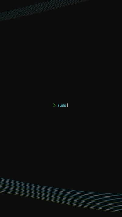Minimalist "sudo" command prompt wallpaper with abstract lines