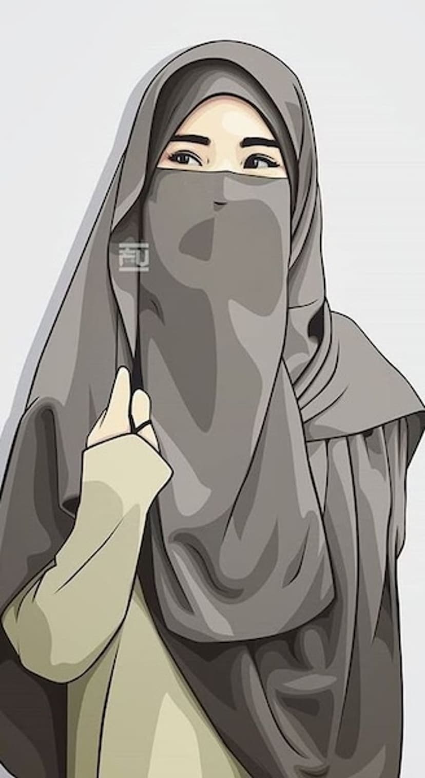 Muslim woman wearing a dark niqab and headscarf with her eyes showing against a soft neutral background.