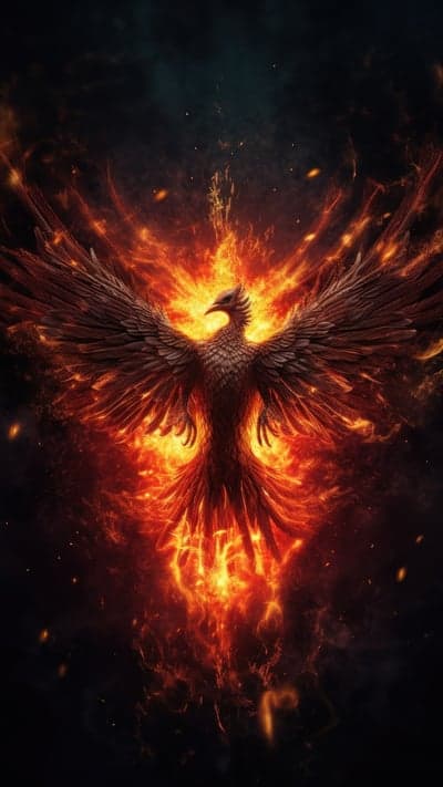 Majestic Phoenix Rising from Fiery Embers