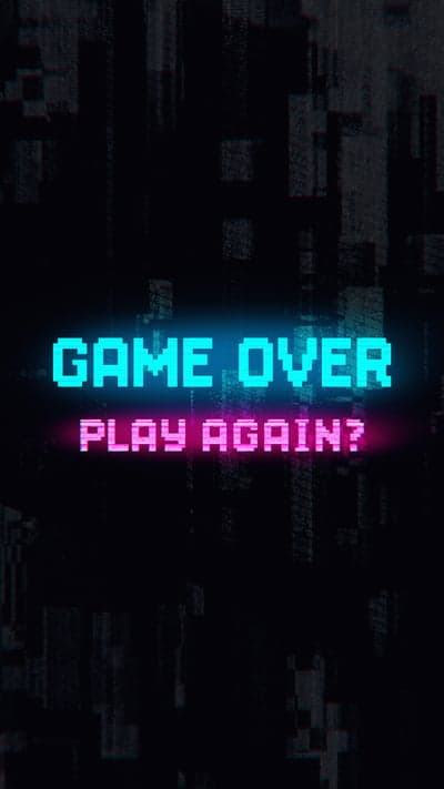 Retro Game Over Screen with Play Again Prompt
