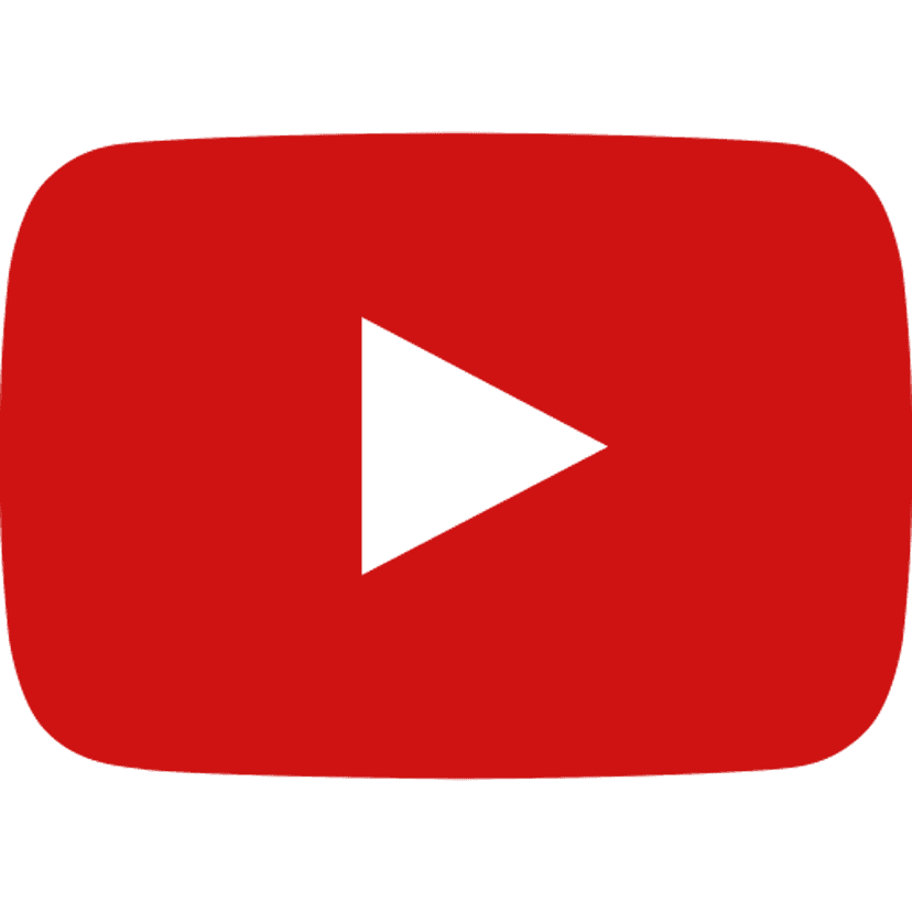 YouTube red logo displayed in an angled perspective with a white play button on a transparent background.