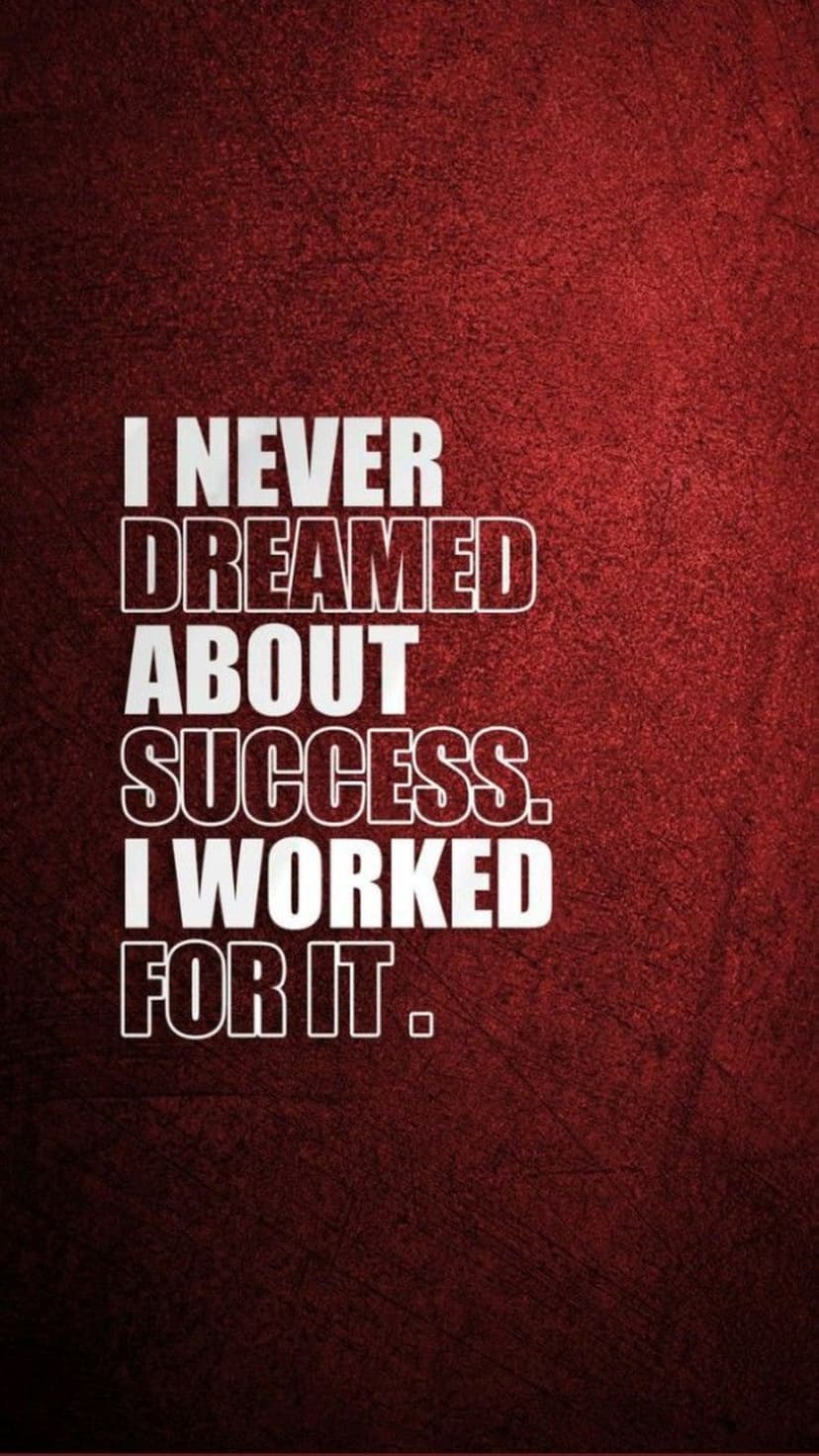 Bold white quote about working for success centered over a vibrant red background with a gritty paper texture.