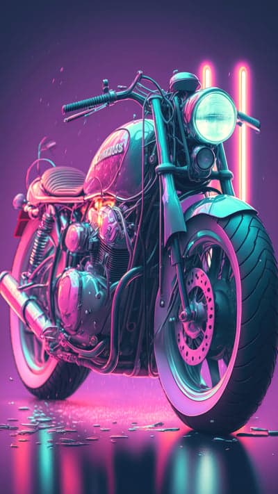 Cyberpunk Neon Motorcycle Vertical Wallpaper for Mobile