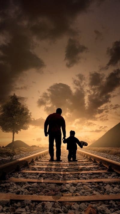 Railway Companions - A Journey Together at Dusk