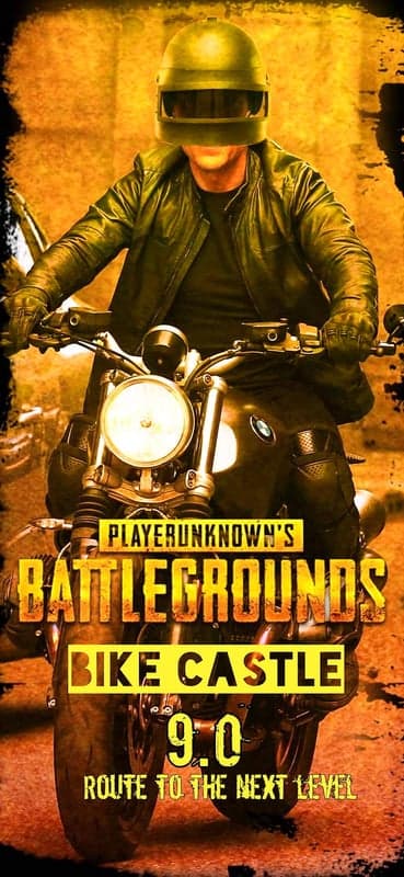 Battle Royale Motorcycle at Ancient Castle Phone Wallpaper