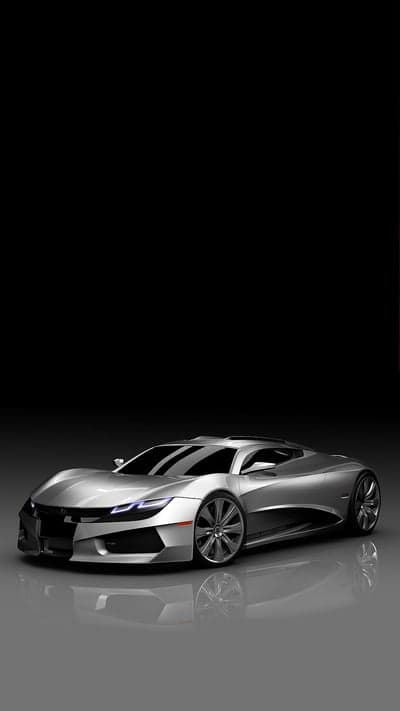 Futuristic Silver Supercar Glossy Phone Wallpaper