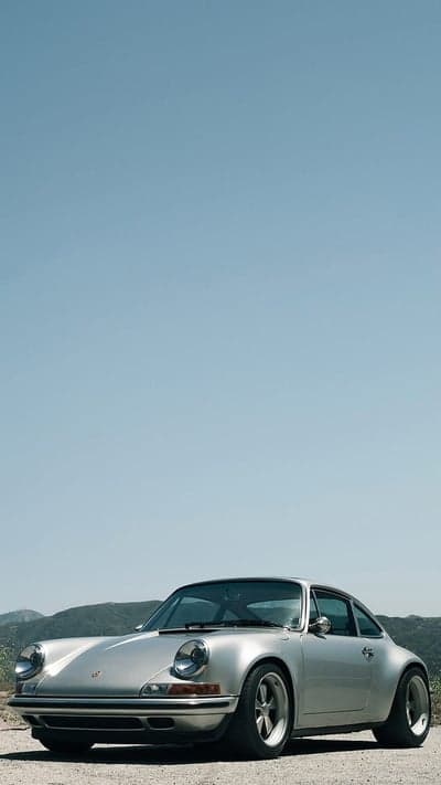 Silver Porsche 911 Classic Alpine Road Phone Wallpaper