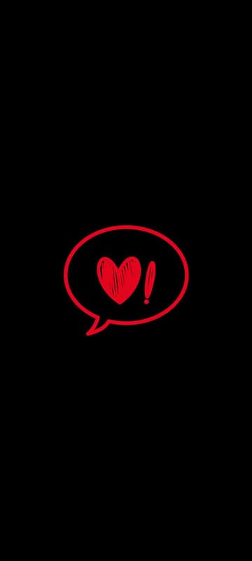 Red Heart Speech Bubble Black Background Icon