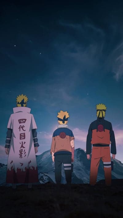 Naruto and Minato Namikaze Starry Night Mobile Wallpaper