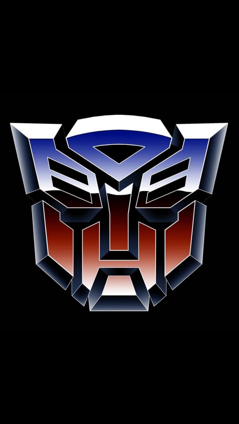 Autobot logo rendered in 3D metallic texture with a vertical blue, white, and red gradient for phone screens.