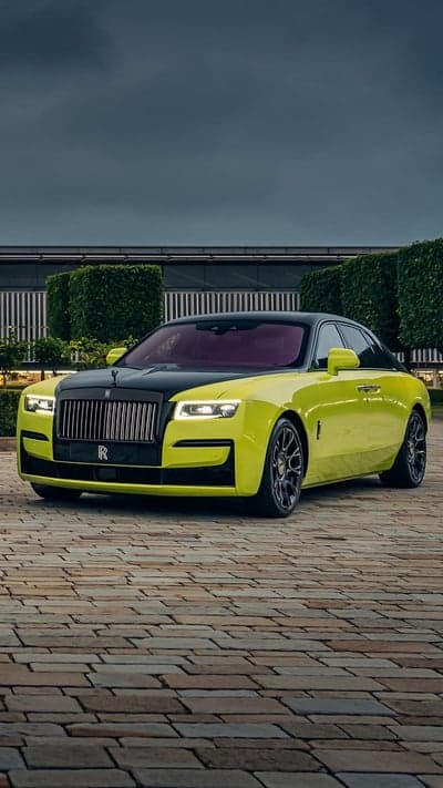 Lime Green Rolls-Royce Ghost with Black Hood