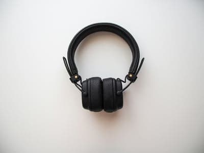Black Marshall Headphones on White Background