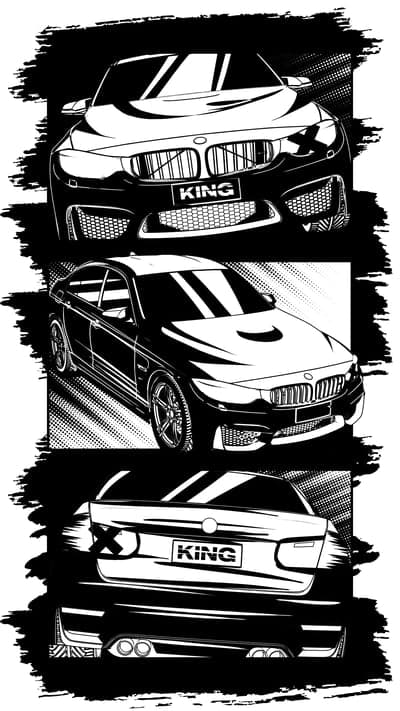 Dynamic BMW M4 Car Art: Front, Side, and Rear Views