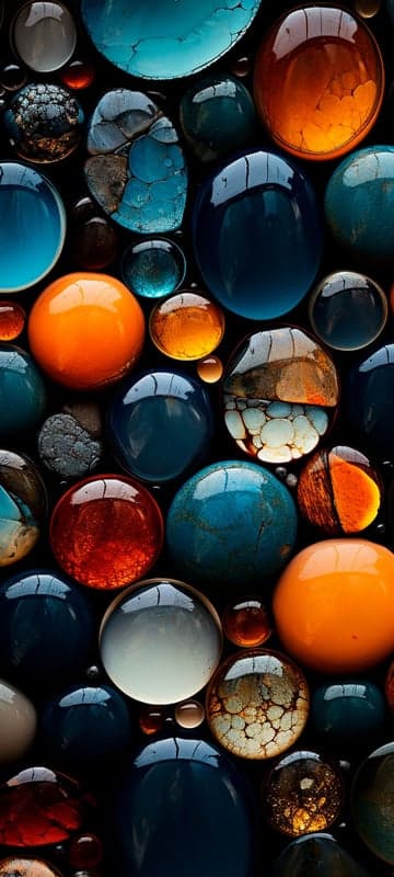 Abstract Macro Photo of Colorful Glass Spheres and Stones