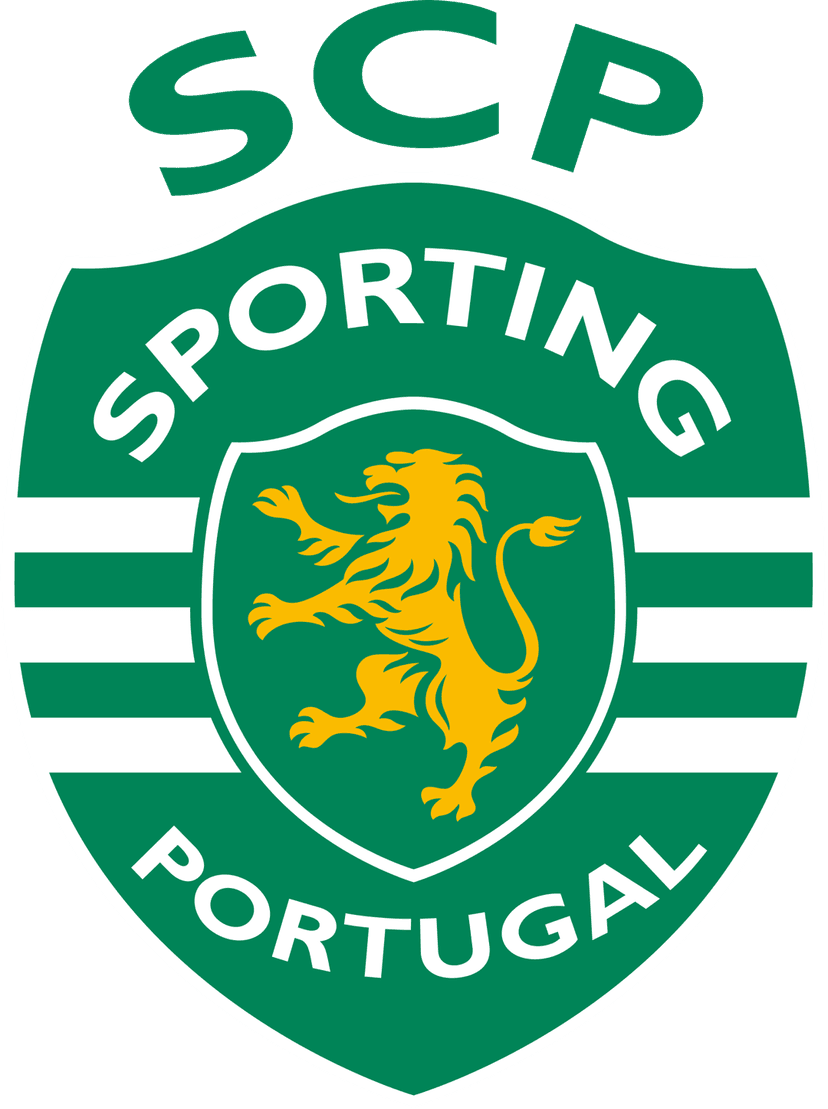 Sporting CP football crest features a gold lion centered on a green and white shield with sharp vector lines.
