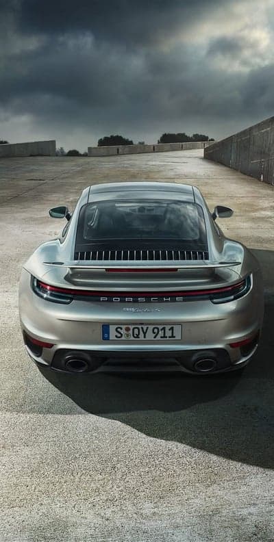 Silver Porsche 911 Carrera Rear View Mobile Wallpaper