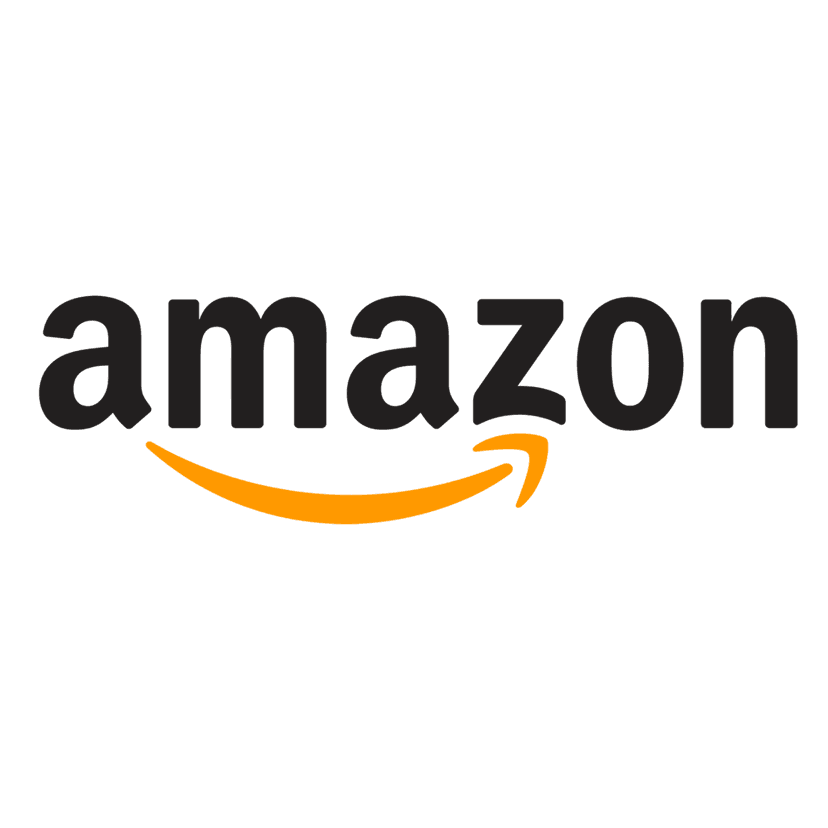 Amazon logo wordmark features black lowercase sans-serif text with a signature orange arrow pointing from a to z.