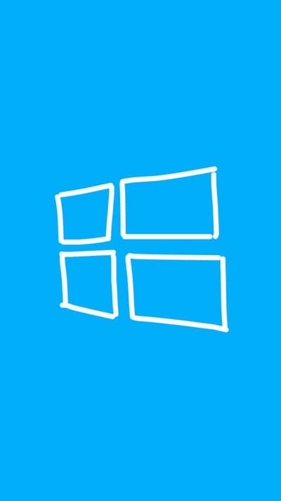 Hand-drawn Windows logo on a vibrant blue background
