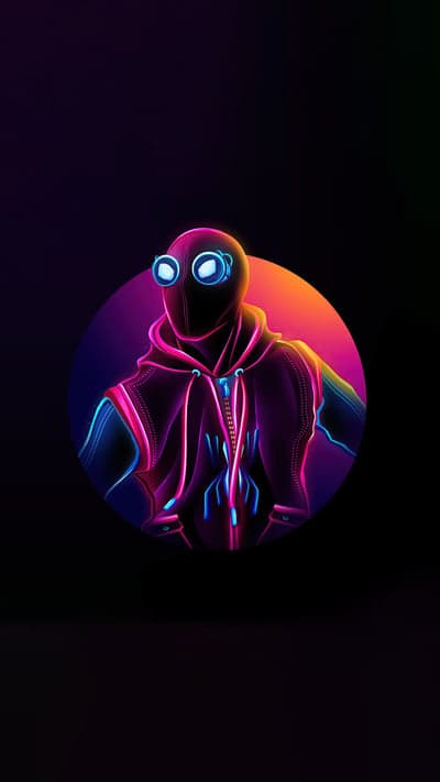 Neon Spider-Man Hoodie Art with Glowing Goggles