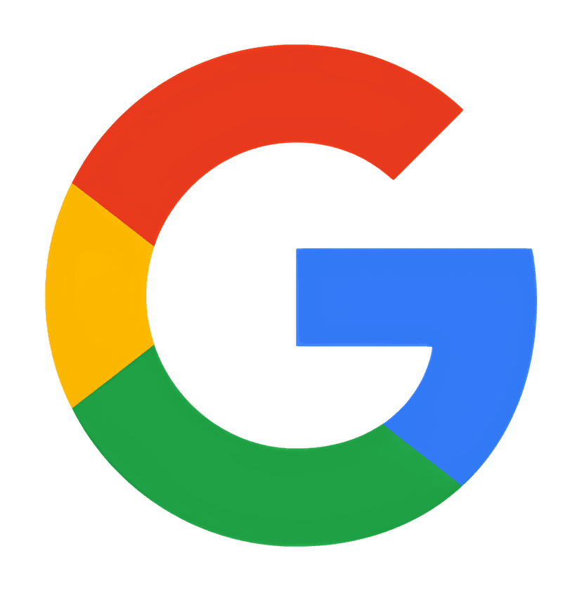 Google logo featuring multicolored sans-serif lettering in blue, red, yellow, and green on a clear background.