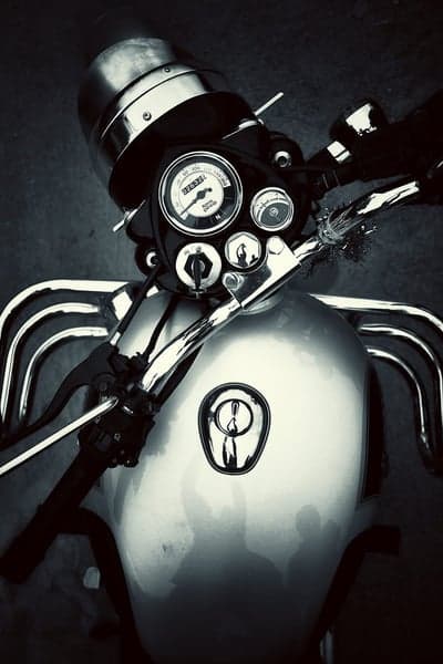 Vintage Motorcycle Dashboard and Tank Detail