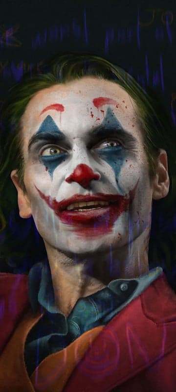 Joaquin Phoenix Joker Portrait with Clown Makeup