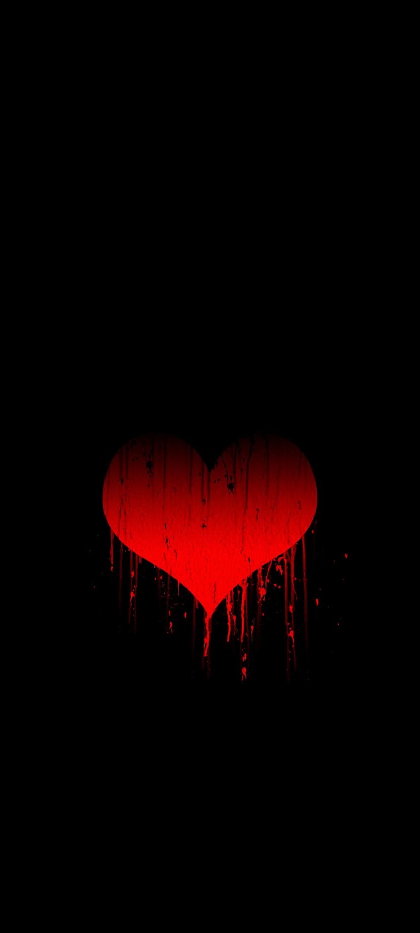 Red heart with liquid dripping effects centered on a black background, creating a high-contrast visual.