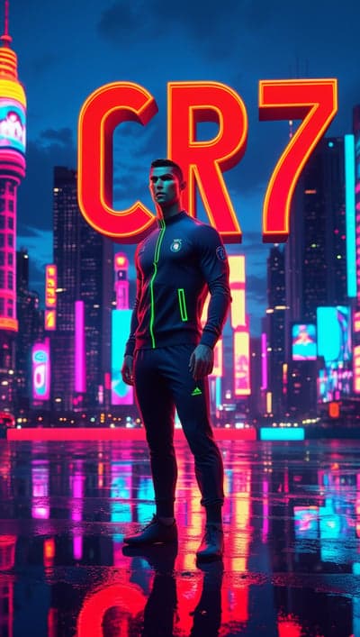 Ronaldo CR7 Cyber City Glow Portrait Phone Background