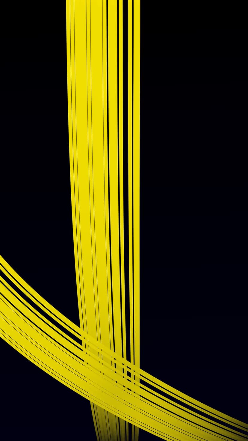 Luminous yellow lines intersect across a dark blue void with a sense of cascading motion and deep contrast.