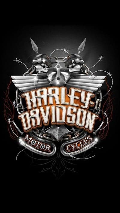 Gritty Harley-Davidson Skull Wings Vertical Background