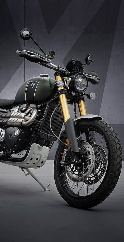 Triumph Scrambler Motorcycle Detailed Front View