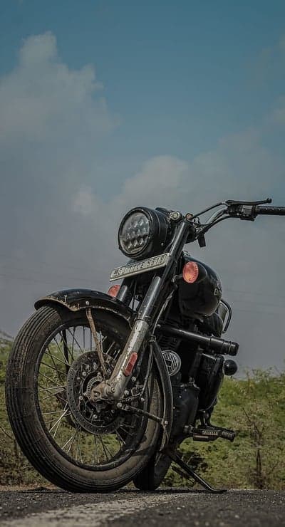 Classic Black Motorcycle on a Sunny Day