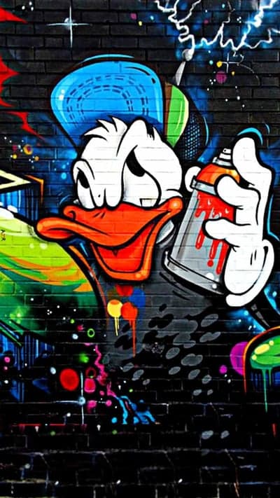 Donald Duck Graffiti Street Art Phone Wallpaper Backdrop