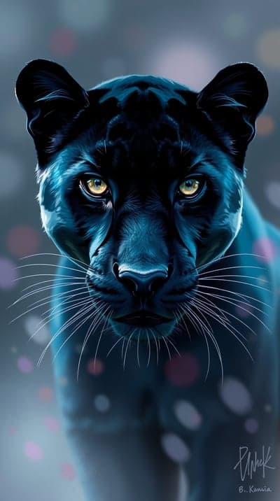Stealthy Black Panther Face Mobile Screen Background