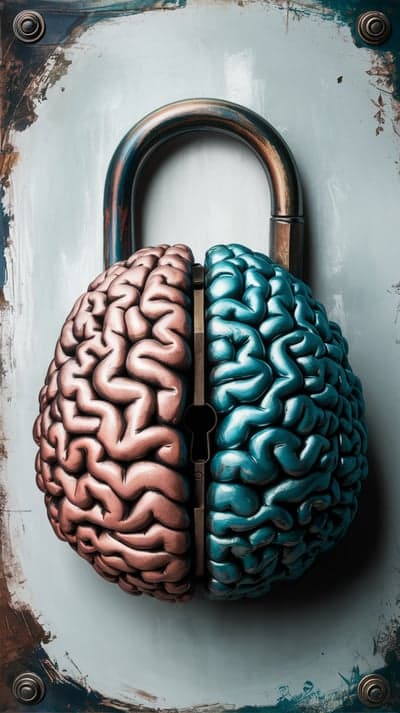 Locked Brain Symbolizing Limited Knowledge or Memory