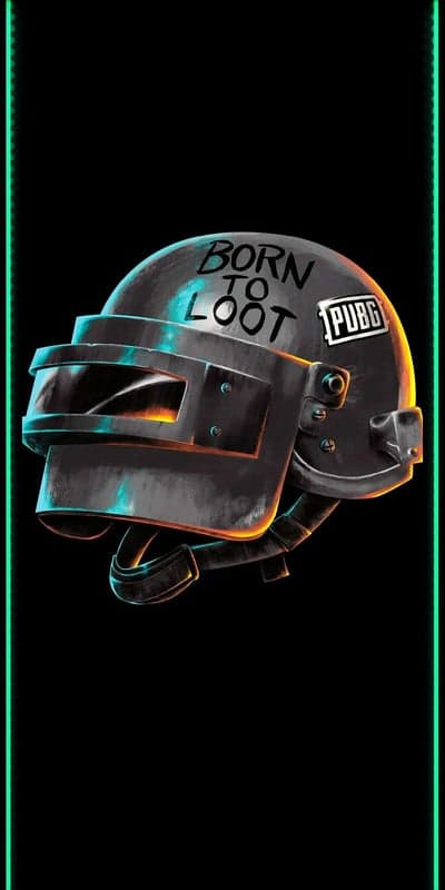 PUBG Helmet "Born to Loot" Wallpaper with Neon Borders