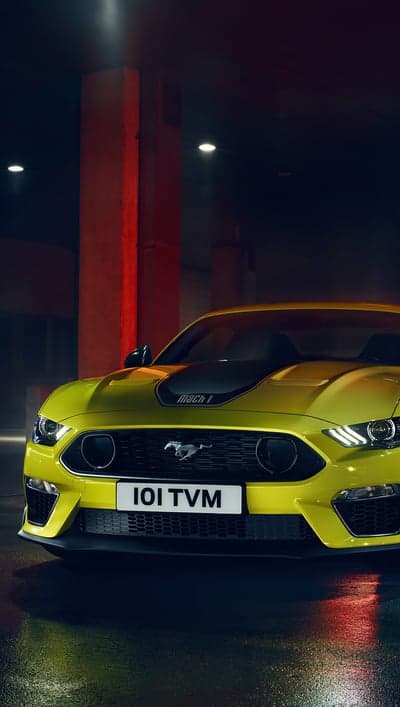 Bright Yellow Mustang Mach 1 Sports Car Mobile Wallpaper