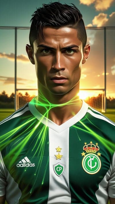 Cristiano Ronaldo in Green and White Jersey
