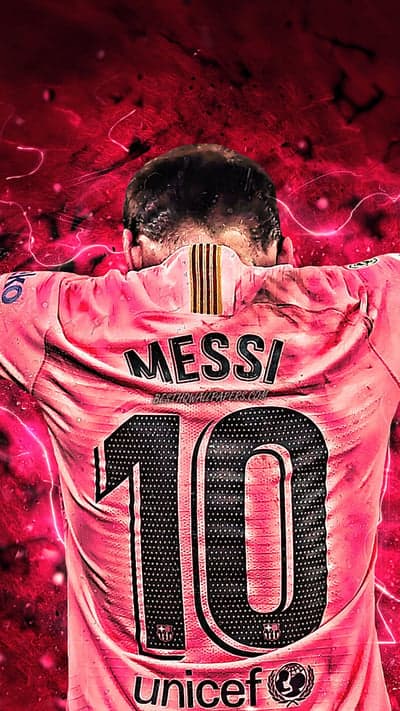 Lionel Messi FC Barcelona Pink Jersey Number 10 Artwork